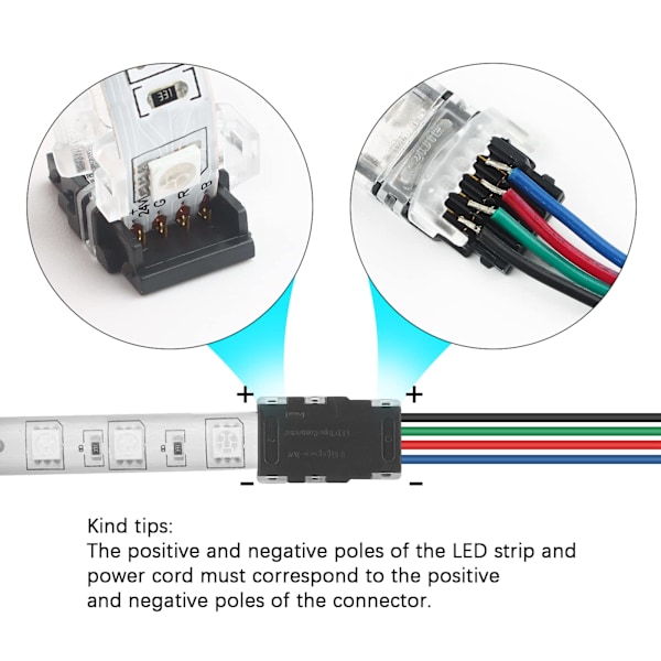 LED-stiftanslutning, 10 st 4-stifts LED-stripkontakt för 10 mm RGB 5050 Vattentäta snabbkontakter Fäst lödfri adapter