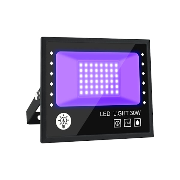 30W LED Svart Lys, Vanntett IP66 Utendørs UV Lys Projektor, Lilla LED Lampe, Effektbelysning for Fest, Disco DJ, Kveld, Fluorescerende Maling