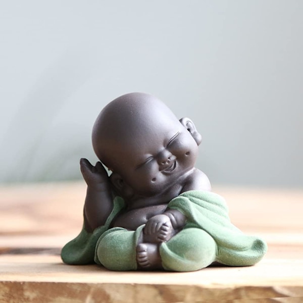 Latter Maitreya Buddha, Keramisk Buddha Statue, Ornament Te Skulptur, Mini Siddende Lykkebuddha Ornamenter, Boligindretning Havepynt