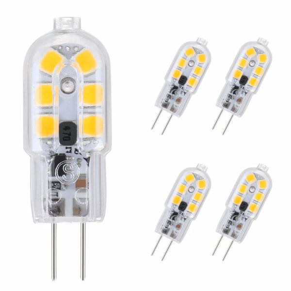 G4 LED-lampa, 5-pack 20W ekvivalenta halogenlampor,G4 LED-lampa 1,5W sparande för huvlampor,AC/DC 12V 120LM 2700K