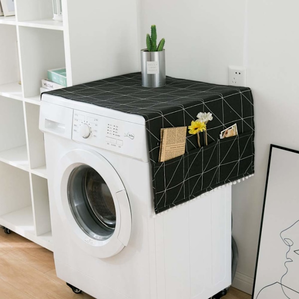 Køleskab Støvbeskyttelse 130*55cm, Køleskab Støvbeskyttelse med Opbevaringspose, Vaskemaskine Støvbeskyttelse, Vaskemaskine Beskyttelse Black