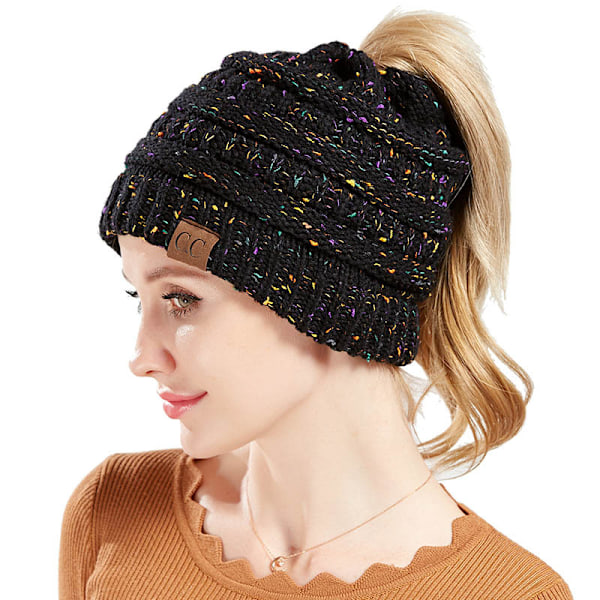 Huer til kvinder med satinfor, Slouchy med silkefor, Varm strikket hue med manchet til vinter