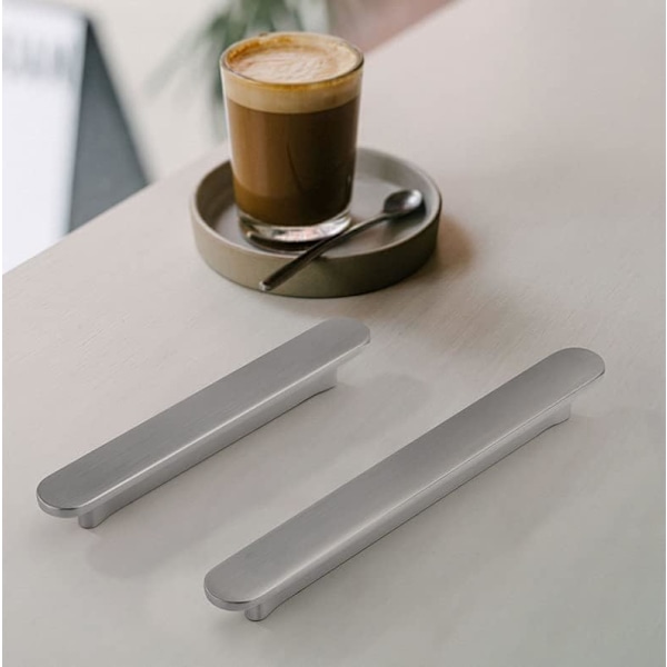 Sett med 2 Kjøkkenskuff Håndtak Dørhåndtak Moderne Sink Legering Børstet Sølv Hardware for Skap Baderom Kommode (Hullsenter 5'' 128mm)