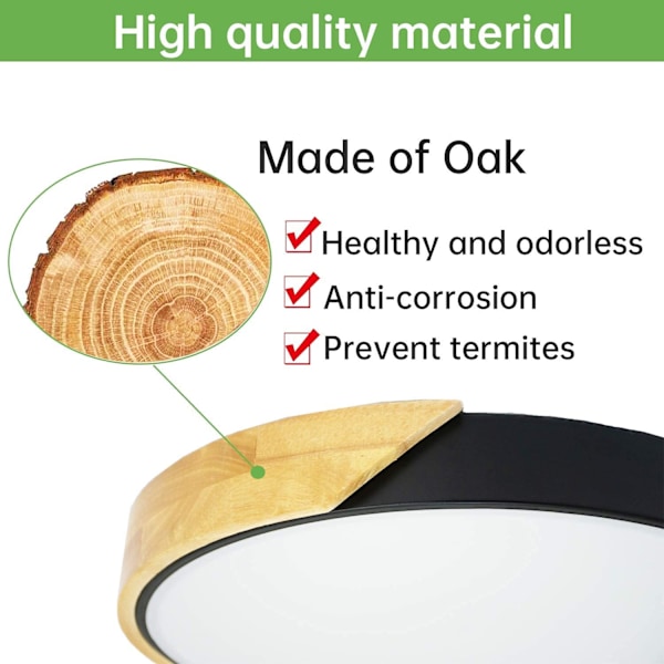 LED Taklampe, Tre Taklampe, 18W Rund LED Lampe, 30CM Hvit Lys Lampe Stue Kjøkken Soverom Korridor Spisestue Korridor Balkong