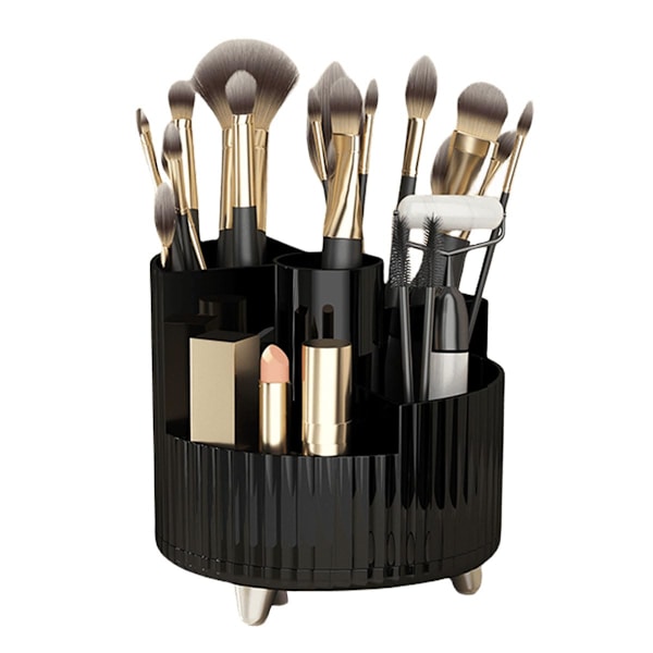 360 Graders Makeup Organizer Spinnende Kosmetik Display Cases med 5 Rum Acryl Klar Rund Drejeskive Opbevaringsskuffe Counter Organizer Case,B B