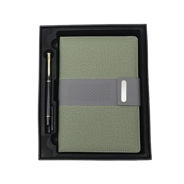 A5 Notesbog med Pen Vintage Rejse Notesbog og Pen Business Daglige Ideer Notesblok Sæt (GRØN)
