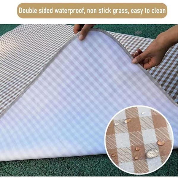 Ekstra stort 203 x 203 cm strandtæppe, udendørs picnictæpper, foldbart og let (brun, 203 x 203 cm)