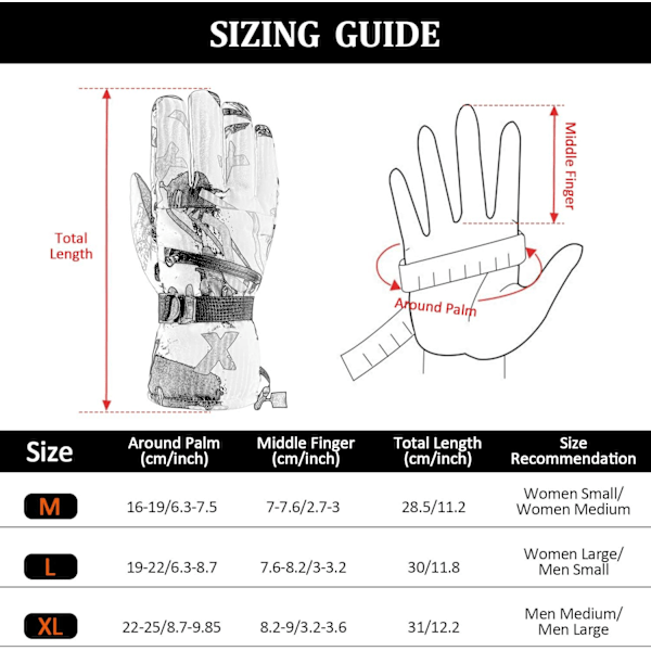 Skiløperhansker, -29℃ Kuldebestandige Vinterhansker, Vanntett Varmehansker, L