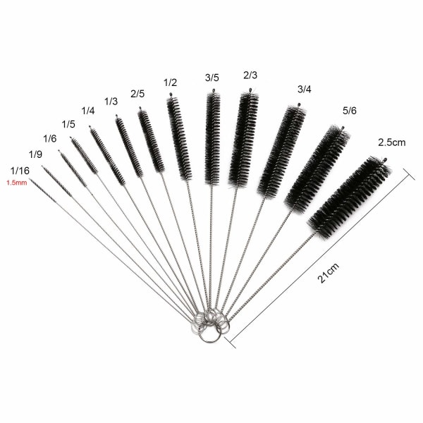 Flaskerensere, 13 stk. Rørbørste Nylon Flaske Rørrensersett for Flasker Glass Sugerør Rengjøring