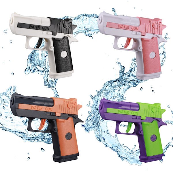 4 stk. Vandpistoler, Lille Vandpistol, Svømmelegetøj, Lækagesikker Vandsprøjte Vandlege til Have Pool, Mini Vandpistol