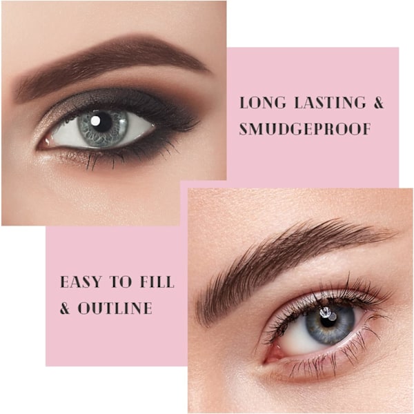 Ögonbrynspenna med dubbla ändar, Vattentät ögonbrynspenna, Kladdfri och långvarig ögonmakeup, 1-pack #01
