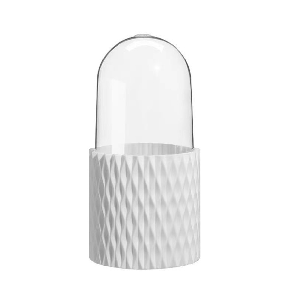 Makeupbørste Opbevaringskasse med Transparent Dæksel, 360° Roterende Makeupbørste Holderboks, Kosmetik Organiser Spand, Multifunktionel Skrivebords Opbevaringsboks