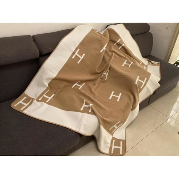 Rutete H filt cashmere blanding heklet bærbar 130x180cm khaki