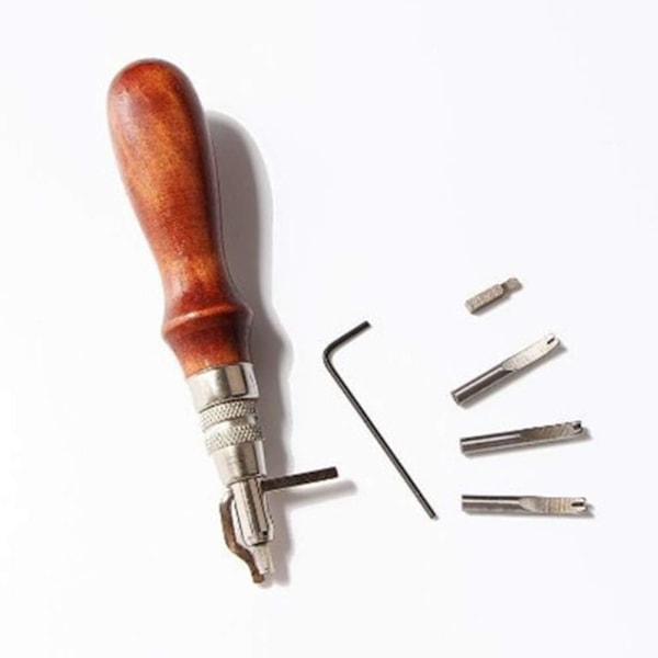 Lærverktøy, 5 i ett lærverktøy for søm, DIY lærverktøy, lærskjærer, falsben, kantutskjæring, håndlagde verktøy