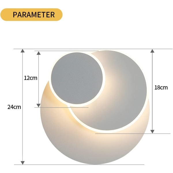 15 W LED-seinävalaisin, Creative Eclipse 3 in 1, vahva suoja, sisäseinävalaisin, moderni minimalistinen valo