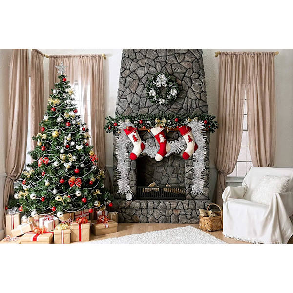 2M Silver Chunky Tinsel Garland för julgransdekorationer. silver