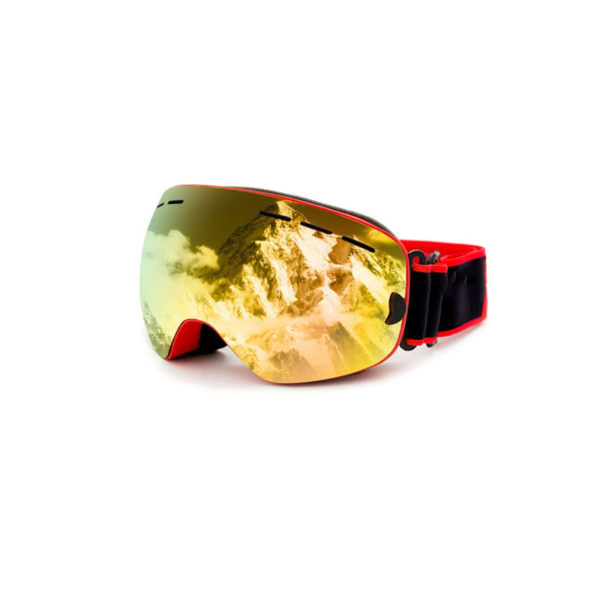 2-pack skidglasögon för män, kvinnor, ungdomar, skidglasögon över glasögon, vattentät, vindtät, anti-dim (färg: röd)