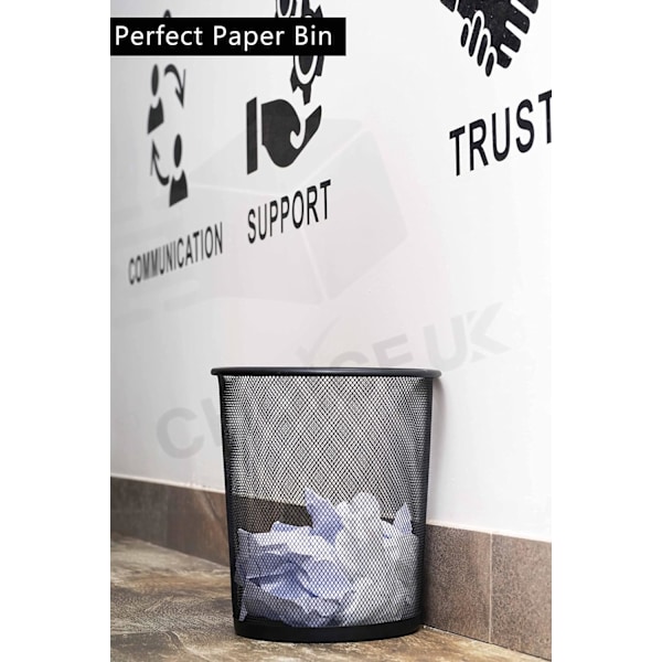 Stilren cirkulär papperskorg i metallnät, perfekt för användning i sovrum, kök, badrum, hall, skola och kontor (1-pack).