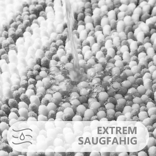 Badrumsmatta Extra Mjuk och Absorberande Fluffy Randig Chenille, Halkskyddad Shaggy Badrumsmatta, Maskintvättbar (Ljusgrå, 50 x 80 cm) light gray 50*80