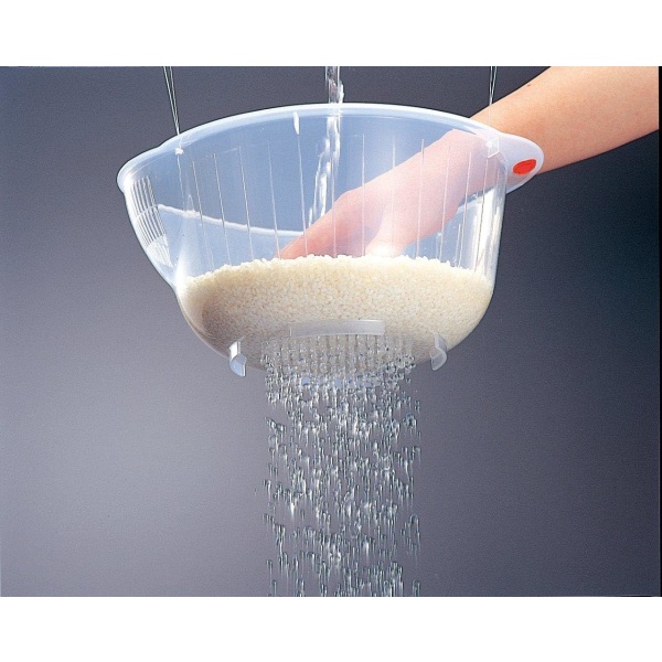 Japanilainen riisinpesukulho sivu- ja pohjavesisäiliöillä, kirkas (2 kpl)