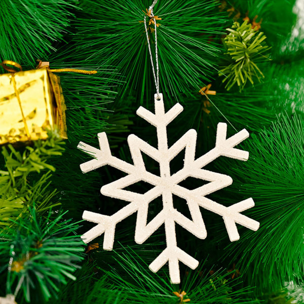 Hvidt juletræspynt og -pynt - Snowflake Candy Juletrædekoration - Inkluderet bånd til ophæng (sæt med 2) (hvide snepynt)