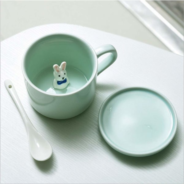 3D-kaffekrus Søt dyr innekopp Julebursdagsgave til gutter Jenter Barn - Festkontor Morgenkrus for te (3D-kaninkopp)