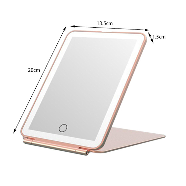 LED Resespegel för resor, tre färglägen Ljus skönhetsspegel, sovsal smink spegel, bärbar hopfällbar trefärgad ljus smink spegel, rosa Pink