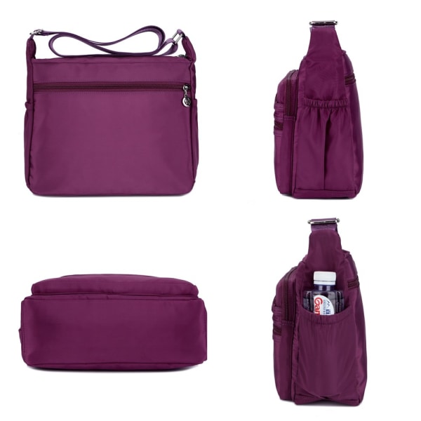 Multi-lomme Casual Crossbody Vesker Vanntette Skulder Nylon Vesker 31*24*11cm, lilla Purple