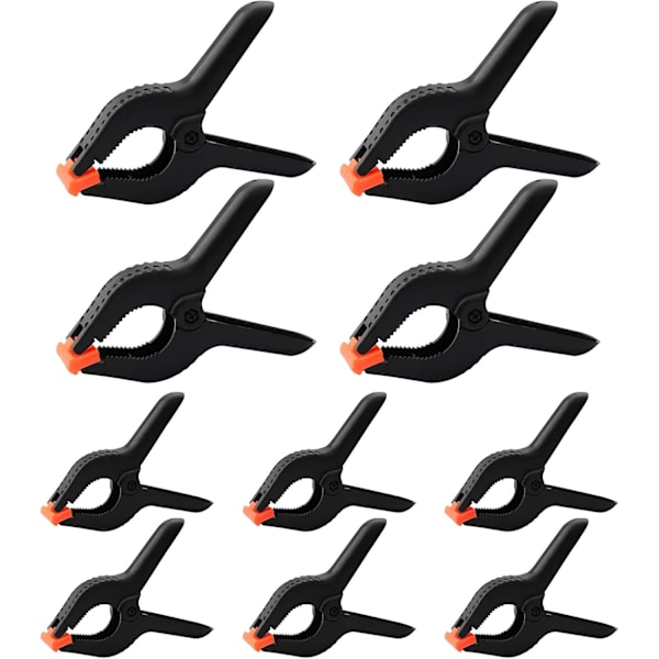 10 Stycken Stora Nylonfjäderklämmor, 15 cm och 10 cm Kraftiga Plastgreppsklämmor Set