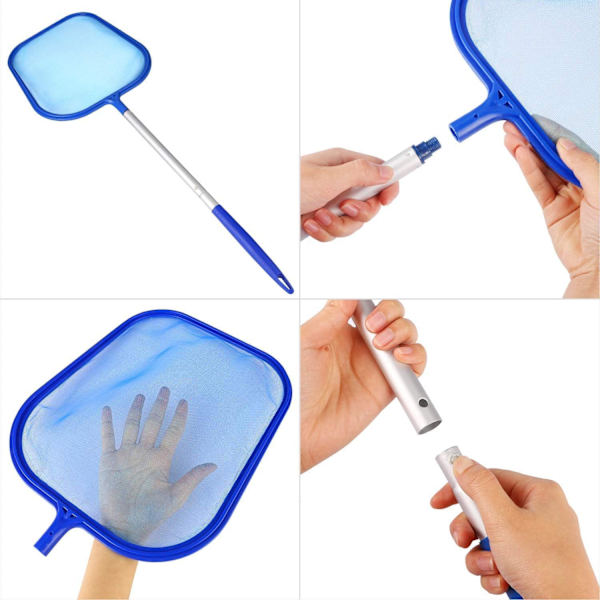 150CM Pool Skimmer, Finmasket Pool Bladnet Kraftig Dyb Pose Bladrive med Teleskopisk Aluminiumsstang til Havedam Spabad Spa