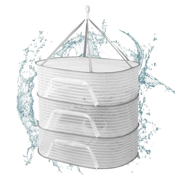 Tørrenet, Foldsammenlignet Mesh Tøj Sweater Flad Tørrestativ med Drejelig Krog, Tørrestativ, Husholdnings Anti-deformation Åndbar Sweaters Tørrebur