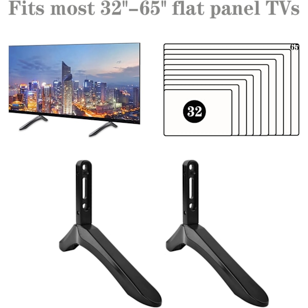 Universelt TV-stativ, TV-fod til TCL LCD LED 32 til 65 tommer fladskærms-TV, Udskiftningsdele til TV-fod med skruer