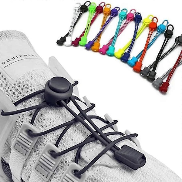 2 par elastiska skosnören med dragsko - Runda lata skosnören med elastiskt spänne, elastiska skosnören för vuxna och barn Fluorescent Green