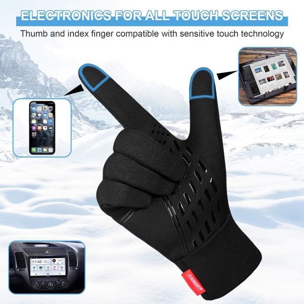 Vinter tunna thermal handskar, pekskärm Anti-halk lätta handskar Liners Svarta löparhandskar för män Kvinnor Utomhussport Cykling