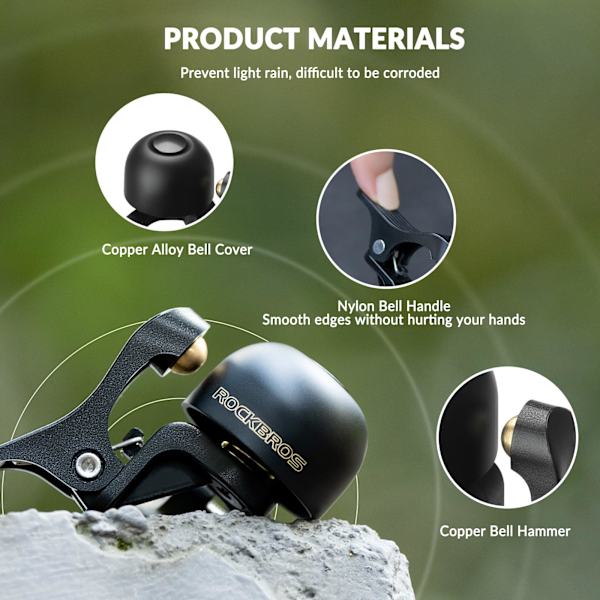 Pyöränkello Mini Pyöränkello Vasen/Oikea 100 dB Kova ja Piilotettu Kupariseos Ohjaustangon Kello Polkupyörälle MTB Maantiepyörälle 22,2 mm Ohjaustangolla