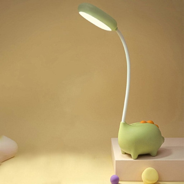 Dinosaurie Flexibel USB Touch Skrivbordslampa, Flexibel Hals LED Skrivbordslampa Justerbar Ljusstyrka för Kontor Studier Läsning, Grön