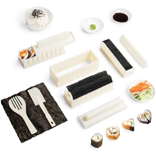 (Vit) Sushi Maker Kit DIY Sushi Set 5 former Sushi Maker Set för nybörjare