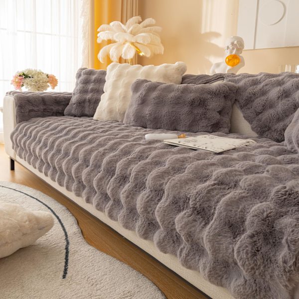 Kaninpehmoinen Sohvankääre 70x210CM, Pehmeä Lämmin Sovan Päällinen Kulmalle L-Muodolle, Liukumaton Samettisohvan Tyynynpäälliset, Paksu Huonekalujen Suoja