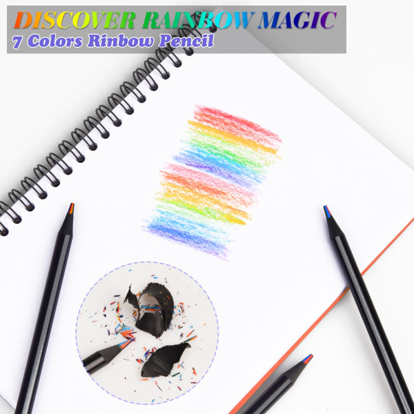 30 stk 7 farve i 1 regnbueblyanter, sorte træfarveblyanter Multifarveblyanter Kunsttegning Farvelægning Doodling, Farveblyanter