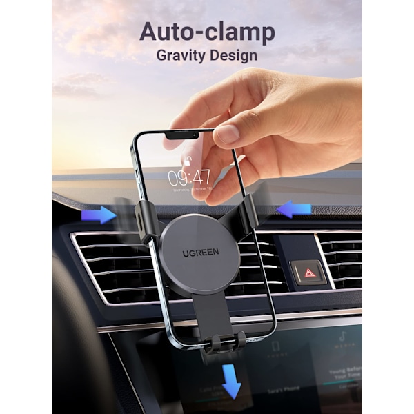 Autopuhelinpidike tuuletusaukkoon, luotettava ja vakaa handsfree, yhteensopiva iPhone 14 Pro Max/13/12/11, Galaxy S22/S21 Ultra/S20 FE, Pixel 6 (musta) kanssa