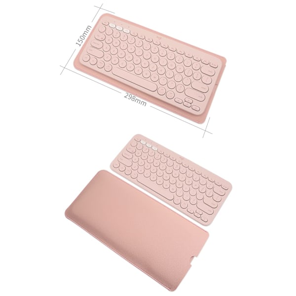 PU Lær Bærbar Tastatur Bæreveske Oppbevaringsveske Støvtett Beskyttelsesveske for Logitech K380 Multi-Device Bluetooth-tastatur (Rosa)