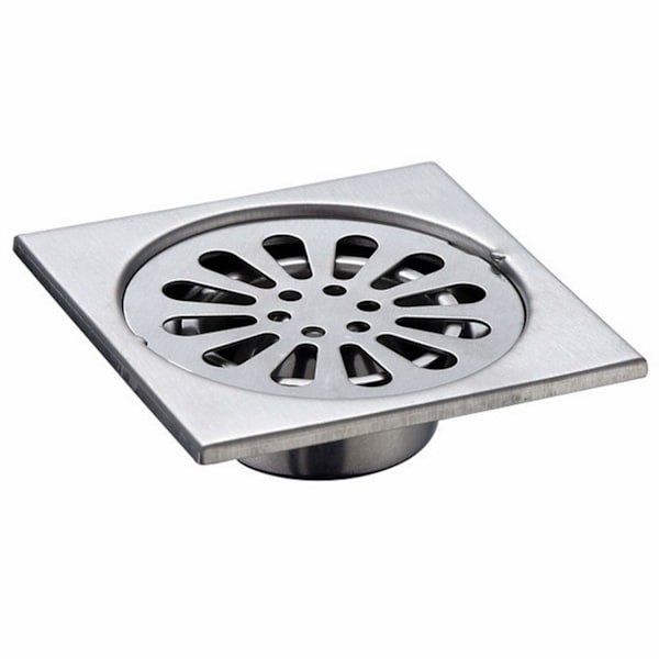 Gulvrist med avtakbart deksel, Dusjrist i rustfritt stål med dreneringsbeskyttelse, Avfallsrist, 90×90mm, Sølv