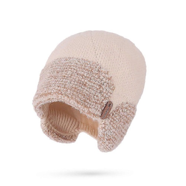 Hold Varme Beanie-Hatter, Vinterstrikket Huer, Tykke Varme Kantløse Pelsluer, Huer Utendørs Varme Tilbehør, Unisex Khaki