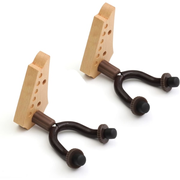 2 Pakning Tre Gitarhenger Veggfeste, for Vegg, Gitarstativ for 2 Gitarer, Gitarvegg for Bassgitar Stativ Ukulele og Elektrisk Gitar Ukulele