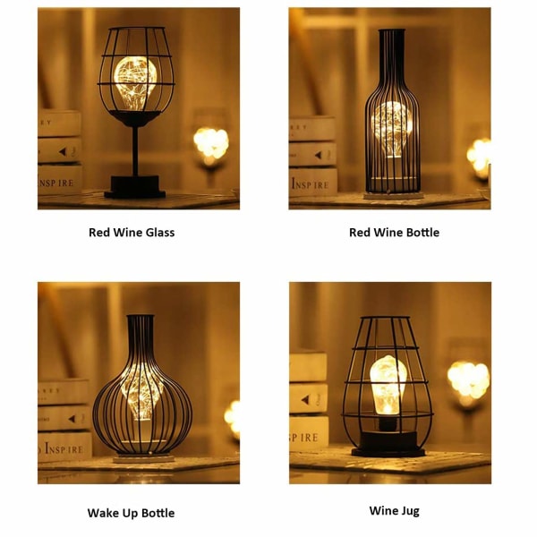 Dekorativ bordslampa, retro bordslampa, burstil, nattlampa, retro, batteridriven, skrivbordslampa för sovrum [Energiklass A]（ Flagon）
