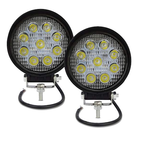 2 stk 4 tommer 27W Rundt Flomlys LED Lys Bar, Bred Lysstråle Arbeidslys for Off Road Truck SUV og 4x4 Tåkelys