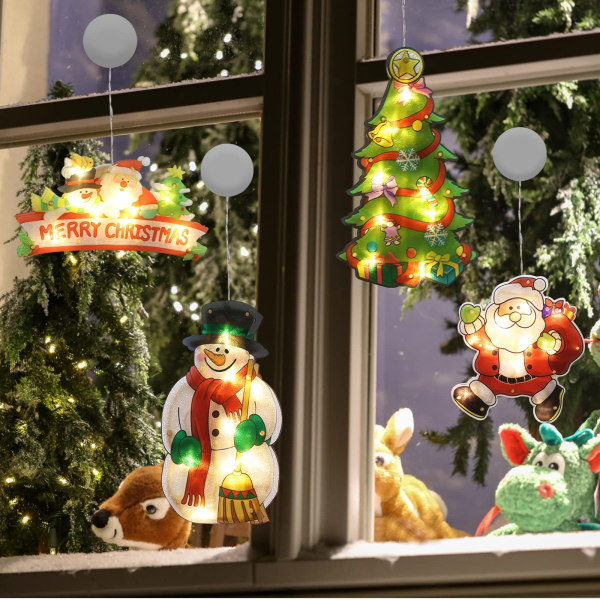 LED-sugekopp-julelys, LED-julevindusdekorasjon Batteridrevet for vindusdekorasjon, dører og utstillingsvinduer (uten batteri)
