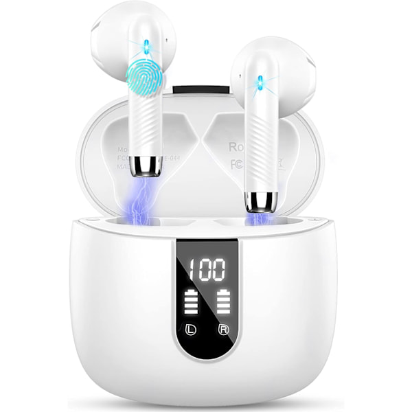 Trådlösa Hörlurar, Bluetooth 5.4 Hörlurar Trådlösa Hörlurar med 4 ENC Mikrofoner, Bluetooth Hörlurar In-Ear, IP7 Vattentät LED-Display