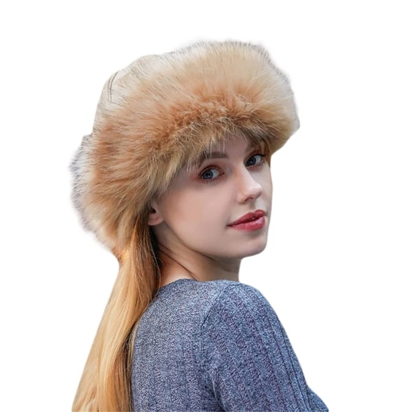 Damelue for vinter Cossak lue i russisk stil Flurry Fleece Fisherman Fashion Warm Cap (Camel) Camel