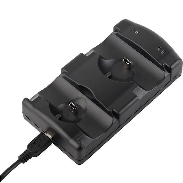 Latausasema Playstation 3 -ohjaimille, 2 in 1 -latausasema LED-merkkivalolla, yhteensopiva Playstation PS3/MOVE -ohjaimien kanssa